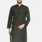 PAROKSH Men olive placket cotton Straight Kurta