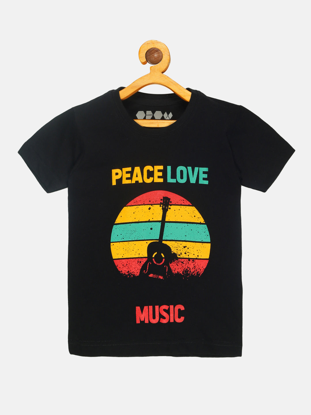 Kids Printed round neck Peace Love Music t-shirt
