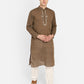 PAROKSH Men Brown Embroidery Straight Kurta