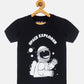 Kids Printed round neck black t-shirt