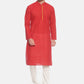 PAROKSH Men Red polka dots cotton Straight Kurta