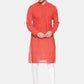 PAROKSH Men Red Geometric cotton Straight Kurta