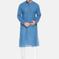PAROKSH Men Blue Geometric cotton Straight Kurta