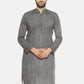 PAROKSH Men textured charcoal grey cotton Straight Kurta