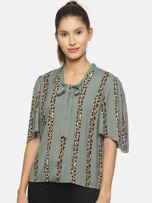SAHORA Women grey striped Top
