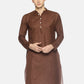 PAROKSH Men Solid Brown cotton Straight Kurta