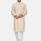 PAROKSH Men Beige striped cotton Straight Kurta