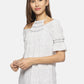 SAHORA Women White & Black Printed Top