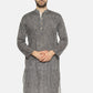 PAROKSH Men Grey striped cotton Straight Kurta