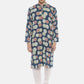 PAROKSH Men indigo blue bubble cotton block print Straight Kurta