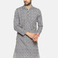 PAROKSH Men Grey woven Ikat Straight Kurta