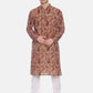 PAROKSH Men Beige & Pink Printed Straight Kurta