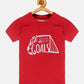 Kids Printed round neck Red t-shirt
