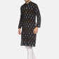 PAROKSH Men Black woven Ikat Straight Kurta