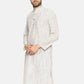PAROKSH Men white line detail cotton Straight Kurta