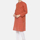 PAROKSH Men Red placket cotton Straight Kurta