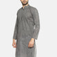 PAROKSH Men textured charcoal grey cotton Straight Kurta