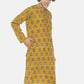 PAROKSH Men Mustard yellow cotton block print Straight Kurta