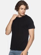 Men's solid cotton round neck T-shirt