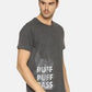 Men's printed round neck charcoal grey t-shirt