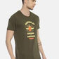 Men's printed round neck olive green t-shirt