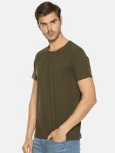 Men's solid cotton round neck T-shirt