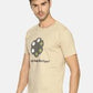 Men's printed round neck beige t-shirt