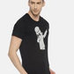 Men's printed round neck black t-shirt