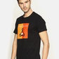 Men's printed round neck black t-shirt