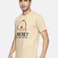 Men's printed round neck beige t-shirt