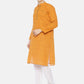 PAROKSH Men Orange placket cotton Straight Kurta