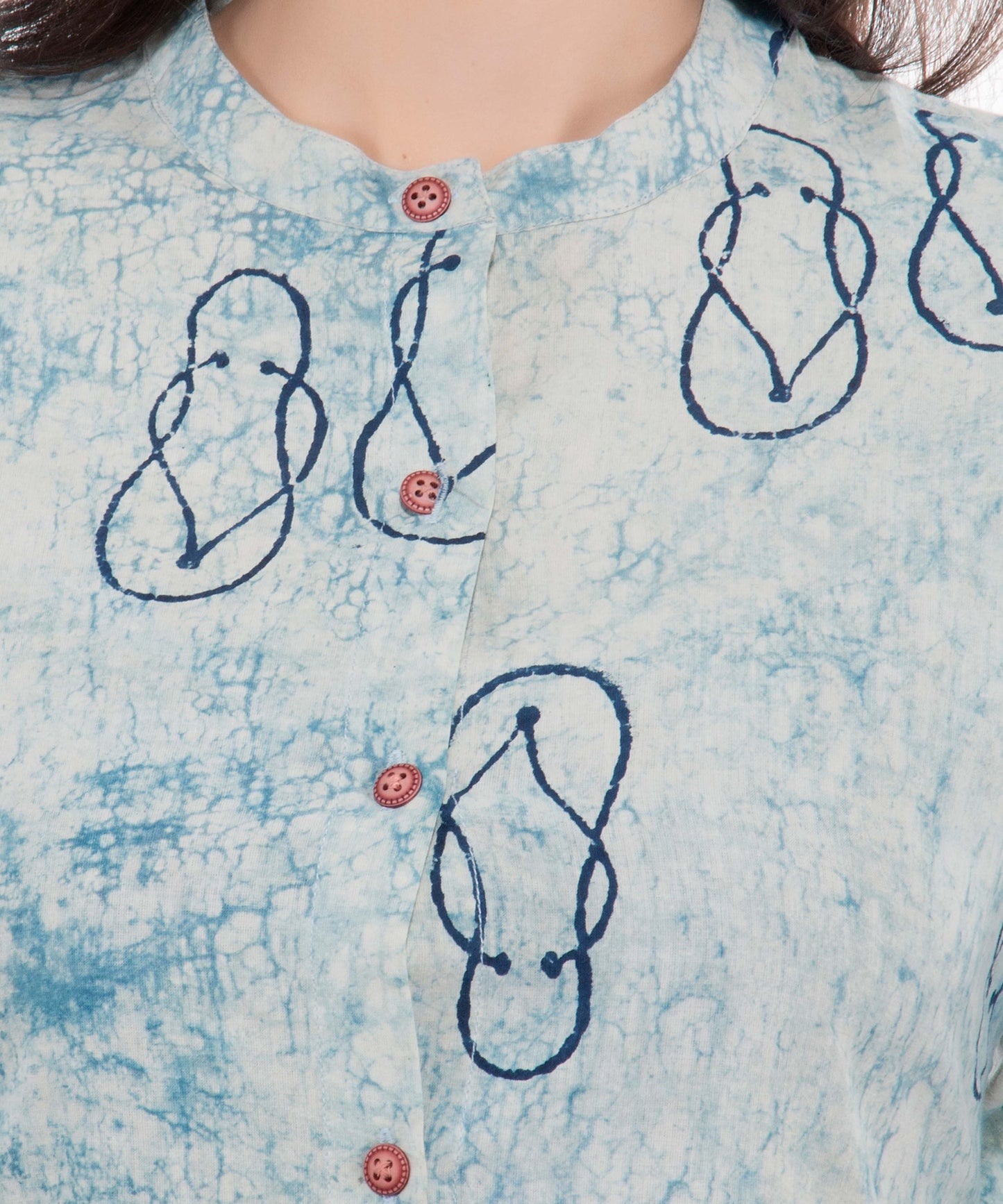 RESHA Women blue dyed indigo blockprint shirt
