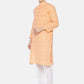 PAROKSH Men peach dual button cotton Straight Kurta