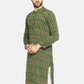 PAROKSH Men Green woven Ikat handloom Straight Kurta