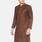 PAROKSH Men Solid Brown cotton Straight Kurta