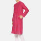 PAROKSH Men pink checkered cotton Straight Kurta