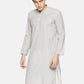 PAROKSH Men white line detail cotton Straight Kurta