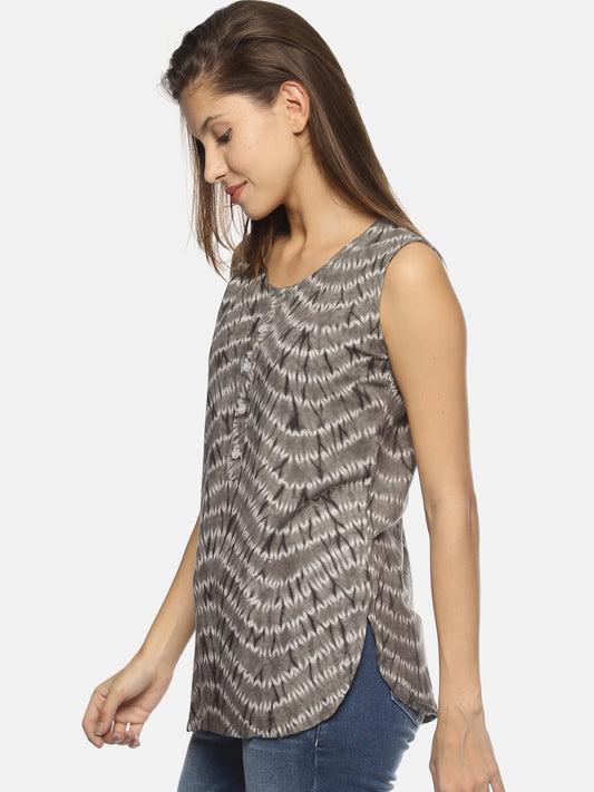 SAHORA Women grey tiedye shibori Top
