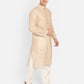 PAROKSH Men Beige Embroidery Straight Kurta
