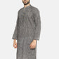 PAROKSH Men Grey striped cotton Straight Kurta