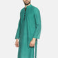 PAROKSH Men light green placket cotton Straight Kurta