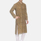 PAROKSH Men Green striped cotton Straight Kurta