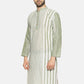 PAROKSH Men olive line detail cotton Straight Kurta