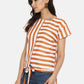 SAHORA Women orange striped Printed Top