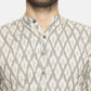 PAROKSH Men Cream-Coloured & Grey Ikat Straight Kurta