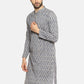 PAROKSH Men Grey woven Ikat Straight Kurta