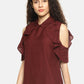 SAHORA Women Maroon solid Top