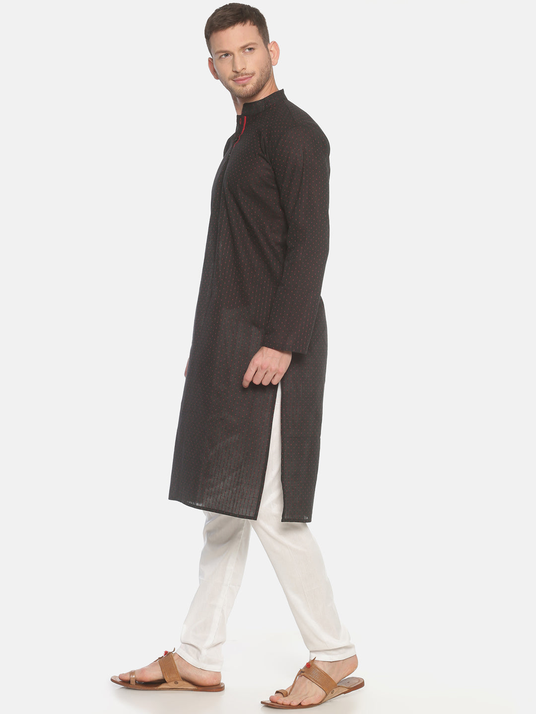 PAROKSH Men Black woven  Straight Kurta