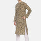PAROKSH Men Mauve Beige woven  Straight Kurta