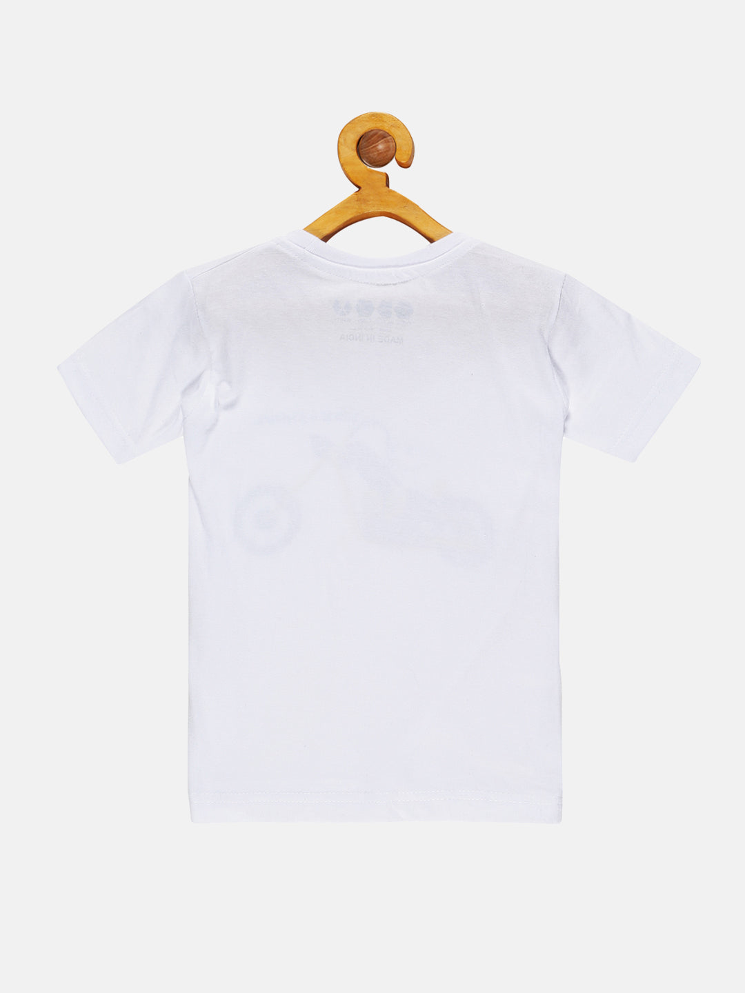 Kids Printed round neck white t-shirt